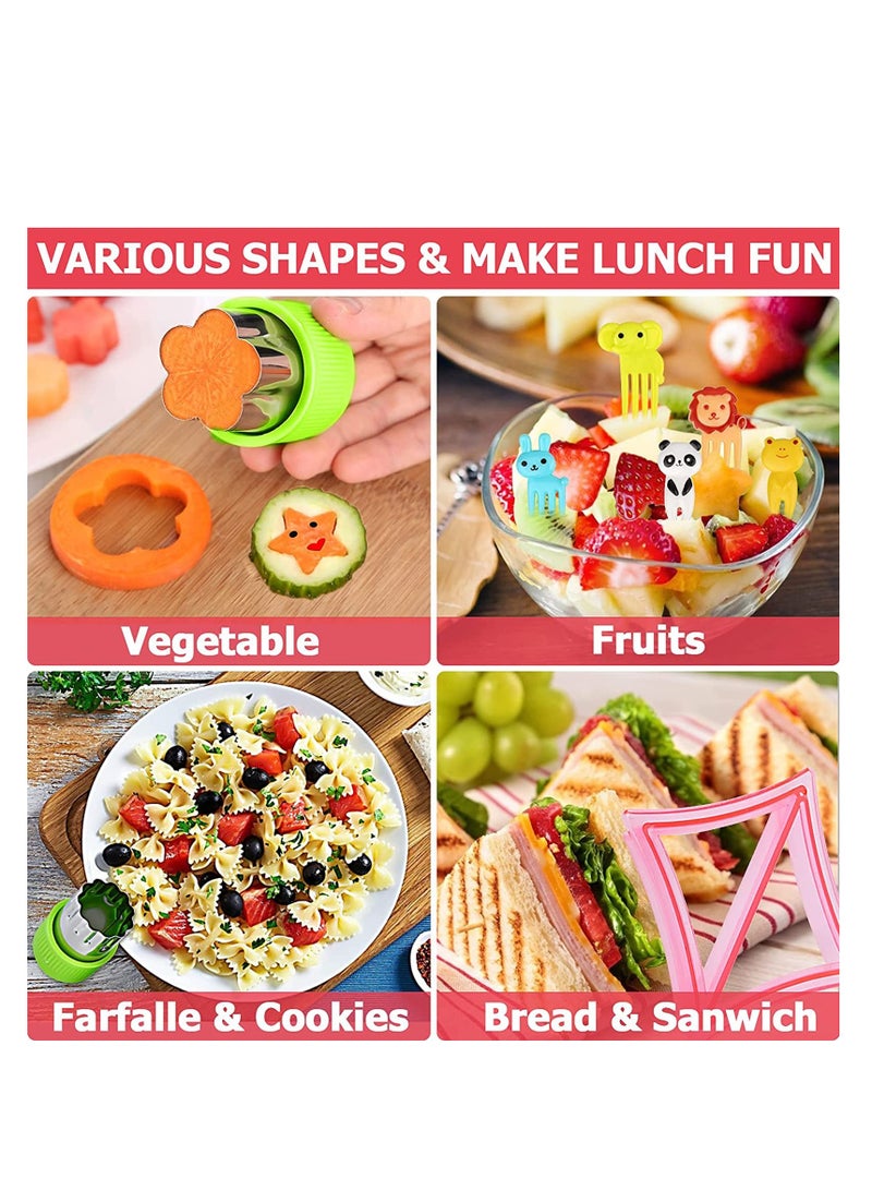 SYOSI Sandwich Cutters Set,  23Pcs for Children Vegetables Fruits Cutter 5Pcs Sandwich Cutters Dinosaur Dolphin Train Stars Heart Shapes, 8Pcs Stainless Steel Cutters and 10Pcs Food Kid Fork - Image 4