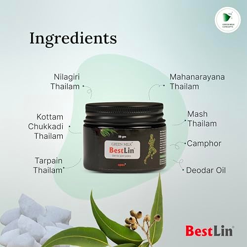 Green Milk Bestlin Advanced Pain Healing Cream | Deep Relief from Back Pain, Knee Pain, Neck Pain, Shoulder Pain & Sprains | Ayurvedic Muscle Pain Relief Cream | Non-Greasy & Quick-Absorbing Pain Relief Gel 50 g - Image 3