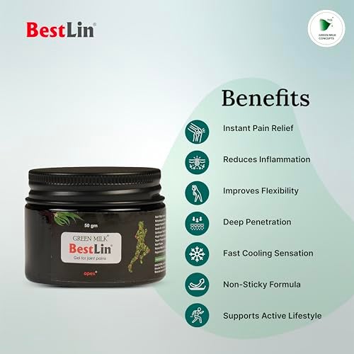 Green Milk Bestlin Advanced Pain Healing Cream | Deep Relief from Back Pain, Knee Pain, Neck Pain, Shoulder Pain & Sprains | Ayurvedic Muscle Pain Relief Cream | Non-Greasy & Quick-Absorbing Pain Relief Gel 50 g - Image 4