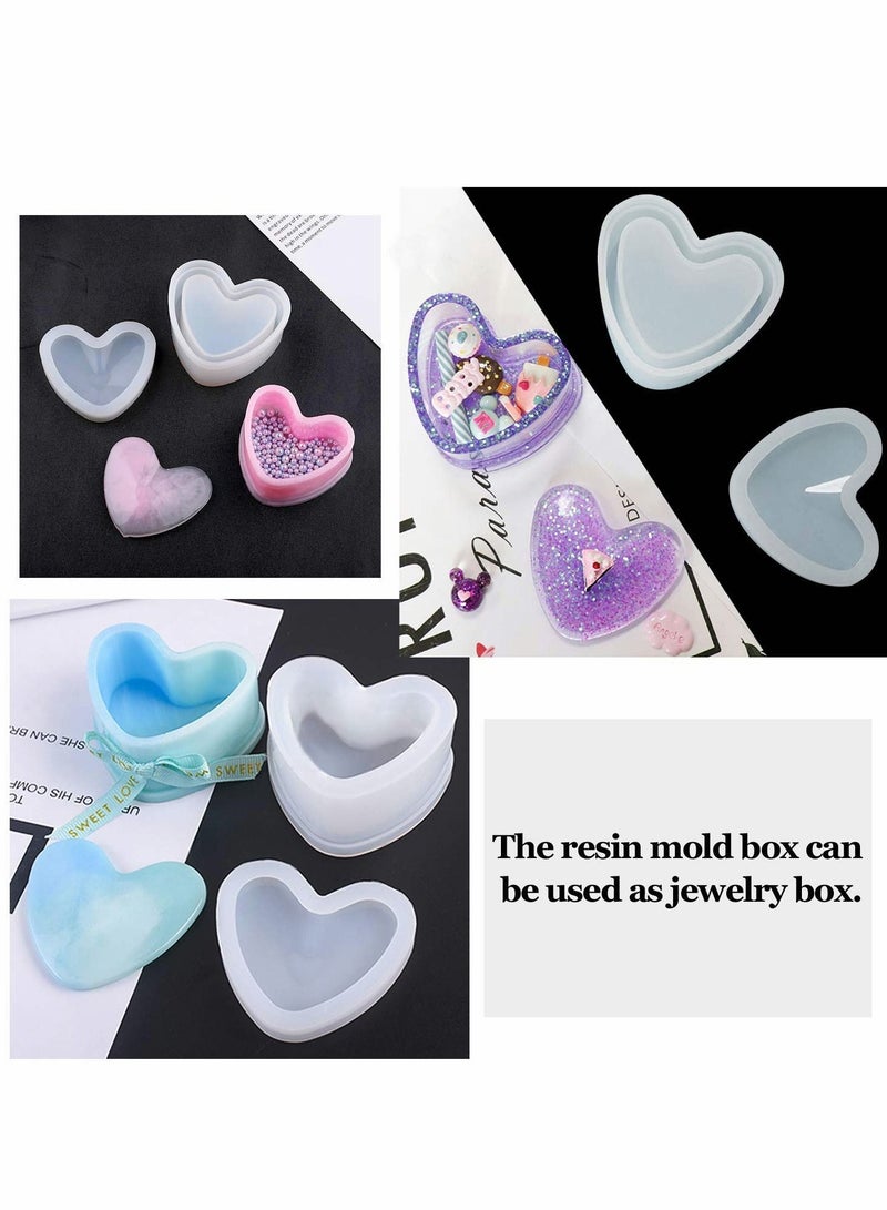 Excefore Box Resin Moulds, Jewelry Box Moulds with Heart Shape Silicone Resin Mould, Hexagon Storage Box Mould and Square Epoxy Moulds for Making Resin Moulds - Image 3