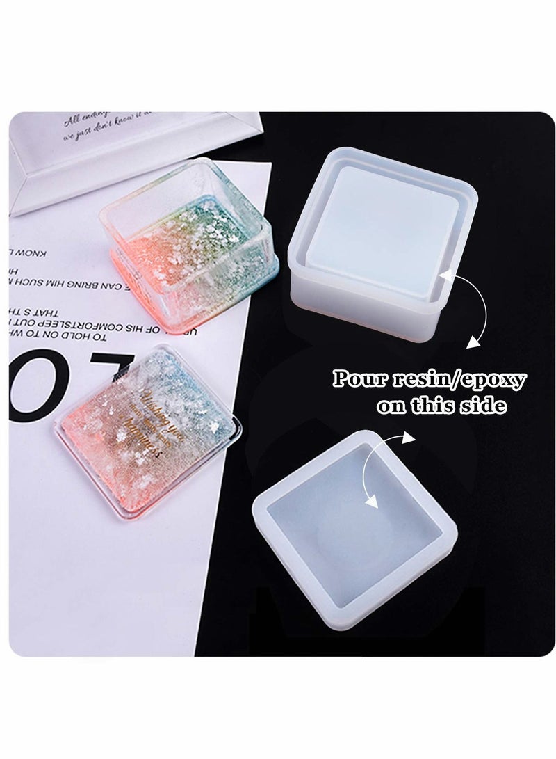 Excefore Box Resin Moulds, Jewelry Box Moulds with Heart Shape Silicone Resin Mould, Hexagon Storage Box Mould and Square Epoxy Moulds for Making Resin Moulds - Image 4