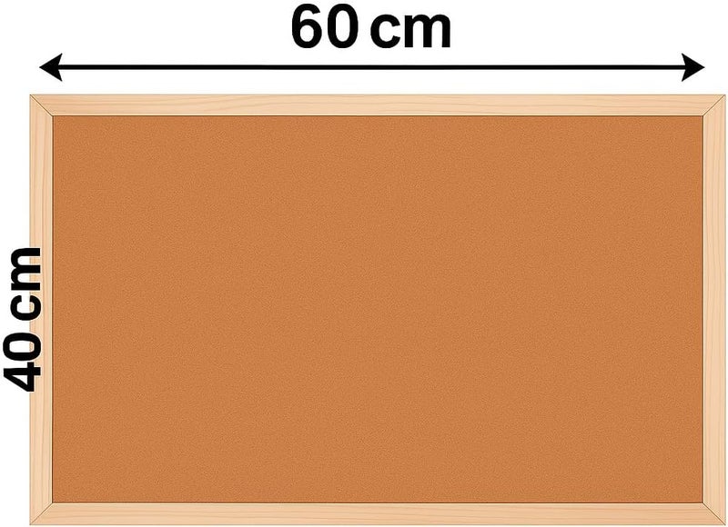 FITTO لوحة فيتو من الفلين 40 سم × 60 سم بني مع إطار خشبي للاستخدام المنزلي والمكتبي - Image 2