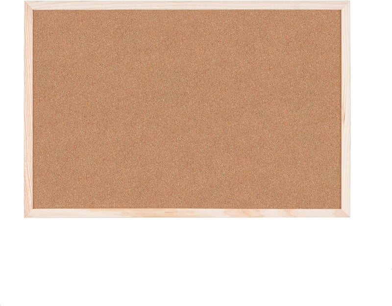 FITTO لوحة فيتو من الفلين 40 سم × 60 سم بني مع إطار خشبي للاستخدام المنزلي والمكتبي - Image 3
