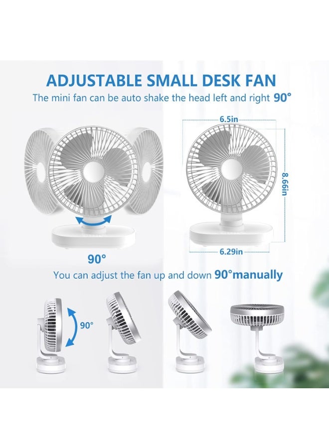 هوتيون Hoteon Small Table Fan for Home, Rechargeable Table Fan with 4000mAh Battery, 4 Speeds Oscillating Desk Fan for Office Desk, Portable Quiet Personal Cooler, Silver - Image 2