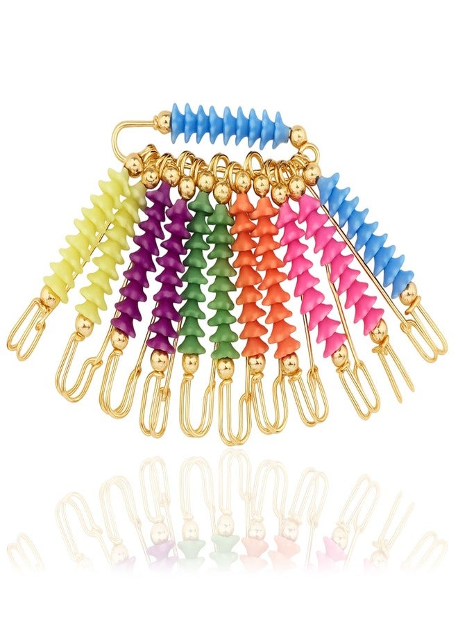 VAMA Fashions Gold Plated Multicolor Flower Design Beads Saree Safety pin Dupatta chunri Hijab Brooch pins for Women & Girls - Image 1