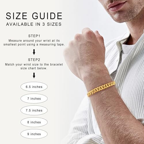 MEMGIFT Cuban Link Bracelet for Men Trendy Gold Plated Stainless Steel Chain Bracelets Curb Chain for Teens Women Jewelry for Man Metal Hip Hop Rapper 10mm 7inches - Image 3