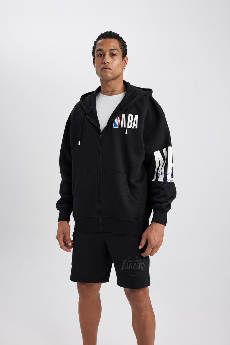 DeFacto Man DeFactoFit NBA Wordmark Oversize Fit Hooded Sweatshirt  - Image 5