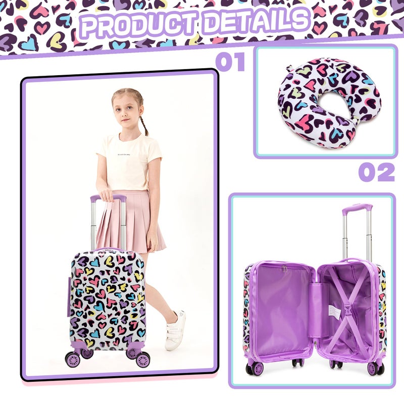 Inprof Kids Luggage with Spinner Wheels 5 Piece Carry on Suitcases for Girls Backpack with Lunch Box Pencil Case 16" Toddler Suitcase Set Airline Approved (Bainbow Leopard) - Image 3