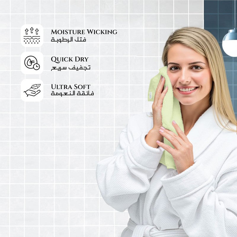 Rest منشفة وجه 1PC 100% قطن 30x30 سم ، 12x12 بوصة بلون أخضر نعناعي ناعمة وعالية الامتصاص بجودة فائقة - Image 3