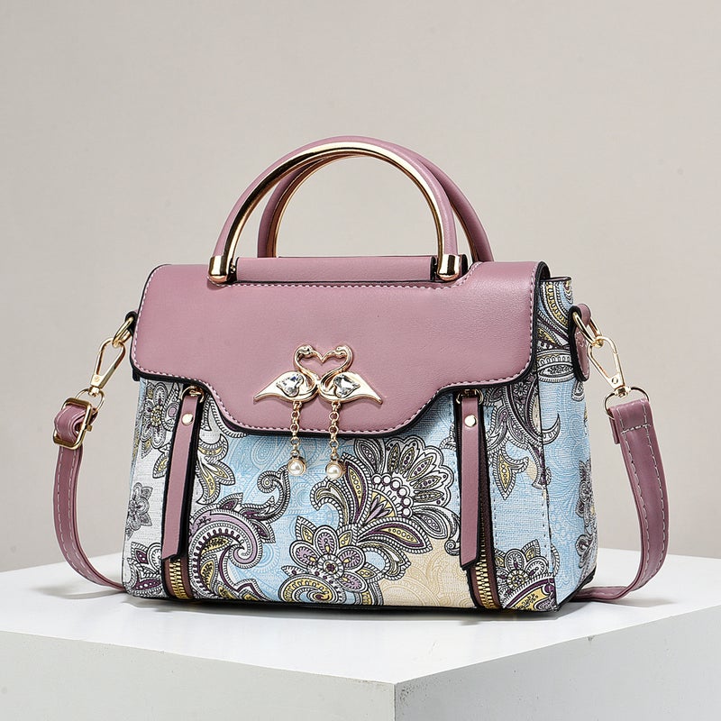 New Contrast Color Women'S Bag Light Luxury Fashion All-Match Printed Handbag Internet Popular Foreign Style Wife Shoulder Crossbody Bag - Image 4