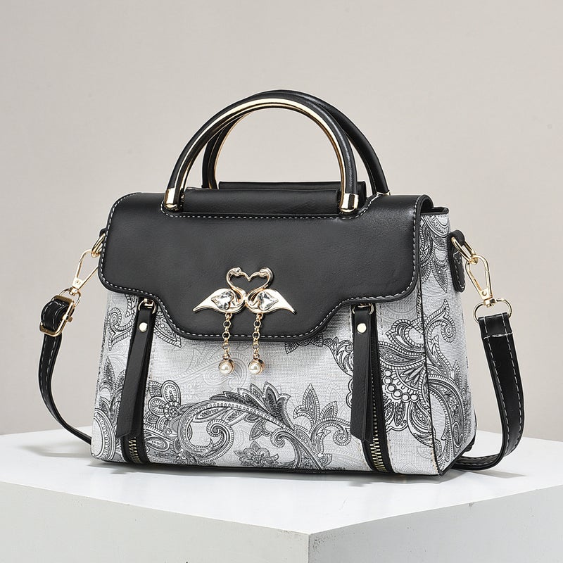 New Contrast Color Women'S Bag Light Luxury Fashion All-Match Printed Handbag Internet Popular Foreign Style Wife Shoulder Crossbody Bag - Image 2