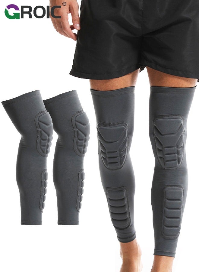 GROIC 1 Pair Knee Braces, Double Crashproof Knee & Calf Pads, Thigh Compression Leg Sleeves Protection for Youth Adults Sports Football Basketball Volleyball Running Baseball, XL Size - Image 1