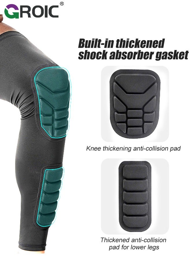 GROIC 1 Pair Knee Braces, Double Crashproof Knee & Calf Pads, Thigh Compression Leg Sleeves Protection for Youth Adults Sports Football Basketball Volleyball Running Baseball, XL Size - Image 3