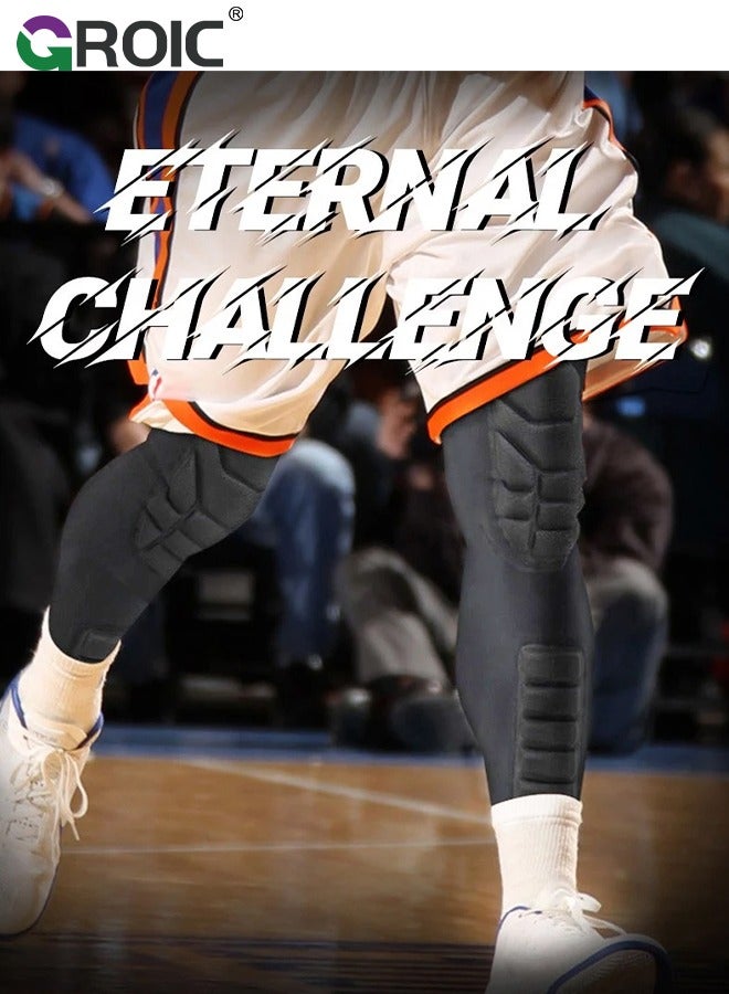 GROIC 1 Pair Knee Braces, Double Crashproof Knee & Calf Pads, Thigh Compression Leg Sleeves Protection for Youth Adults Sports Football Basketball Volleyball Running Baseball, XL Size - Image 2