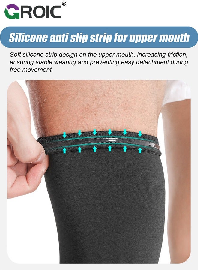 GROIC 1 Pair Knee Braces, Double Crashproof Knee & Calf Pads, Thigh Compression Leg Sleeves Protection for Youth Adults Sports Football Basketball Volleyball Running Baseball, XL Size - Image 5