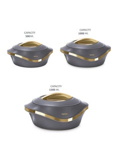 Milton Set of 3 Inner Stainless Steel Hotpot (500 ml, 1000 ml, 1500 ml) Dark Grey/Gold  - Image 2