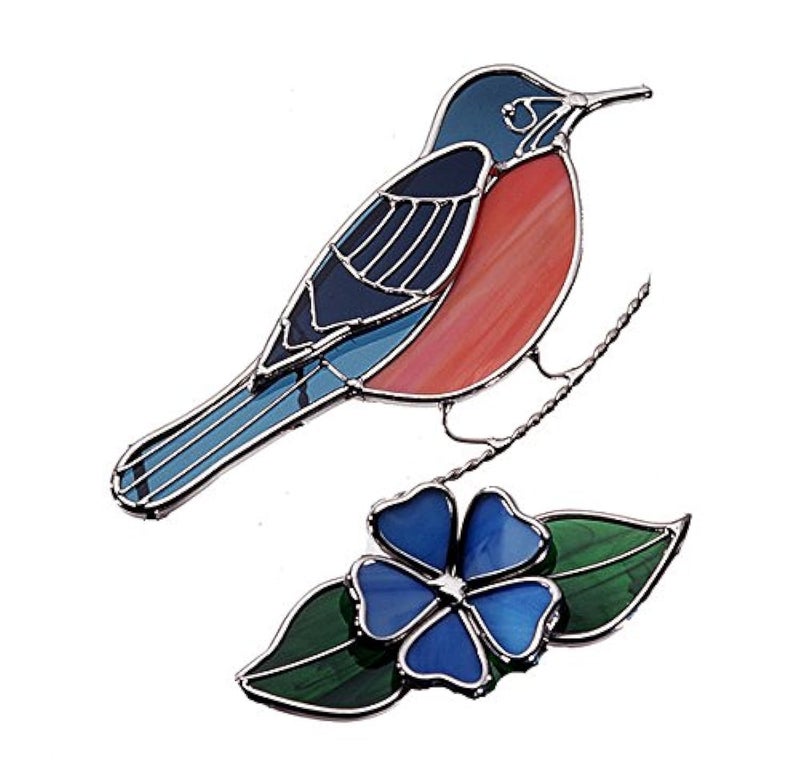 ns Robin Bird Stained Glass Sun Catcher