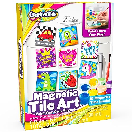 Creative Kids فن البلاط المغناطيسي المصغر للأطفال - اصنع 10 مغناطيسات ثلاجة خاصة بك - Image 1