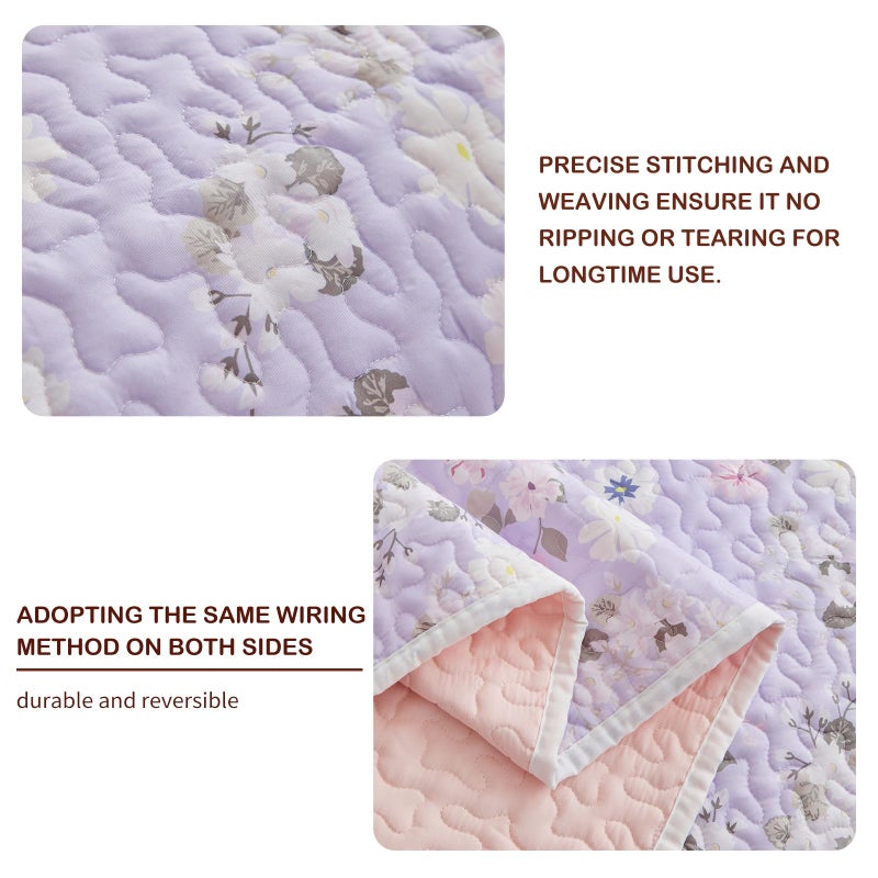 Joyreap Twin Size Quilt Set for Girls, Floral Purple n Pink Design, 2 Pieces Soft n Cozy Microfiber Quilt, Bedspread Bed Cover for All Season- 68x88 inches - Image 4