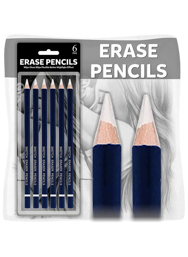 deziine Deziine� Fx. Pencil Eraser for Artists Set of 6 Non-Toxic Eraser (Set of 6, White, Blue)  - Image 1