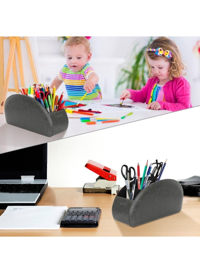 SITHON Remote Control Holder With 5 Compartments - Pu Leather Remote Caddy Desktop Organizer Store Tv Dvd Blu-Ray Media Player Heater Controllers Black - Image 4