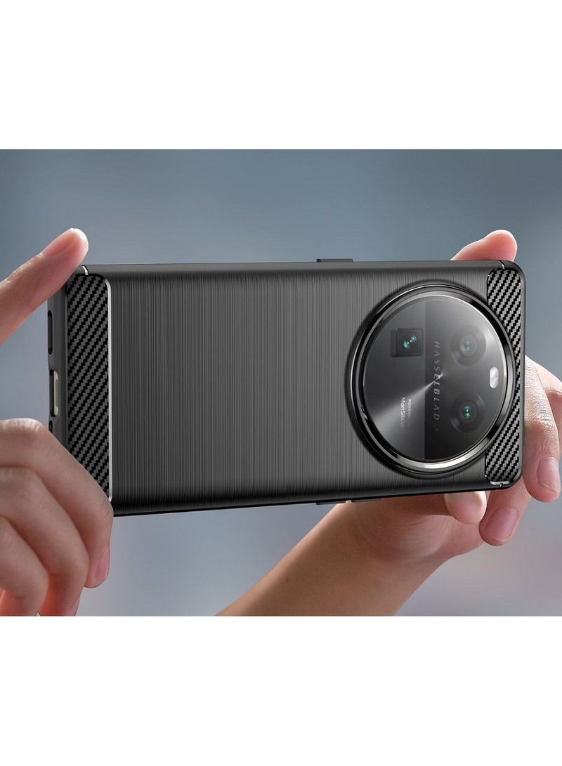 Cover Oppo Find X6 5G , - Protection Brushed Carbon Fiber Cover Shockproof - Anti-Scratch Case Slip-Resistant - Black  - Image 3