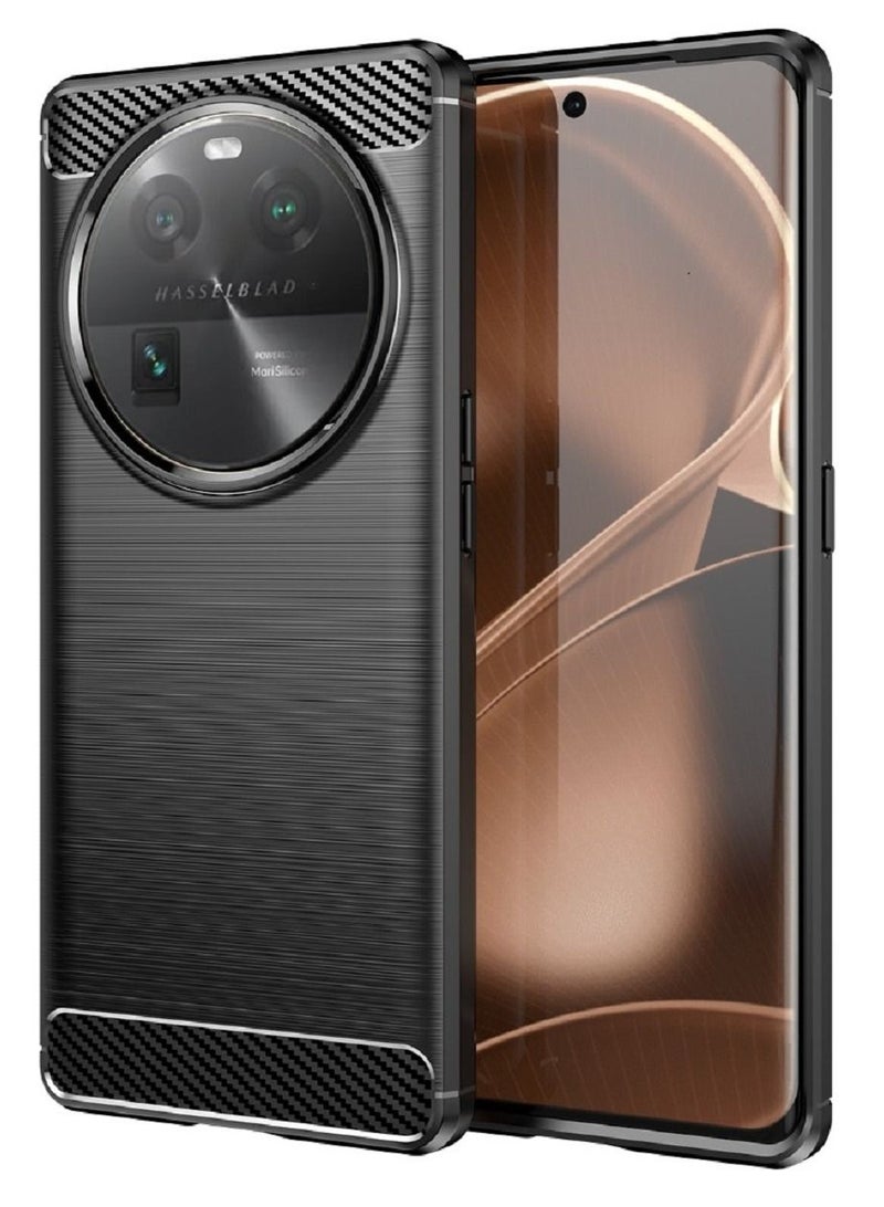 Cover Oppo Find X6 5G , - Protection Brushed Carbon Fiber Cover Shockproof - Anti-Scratch Case Slip-Resistant - Black  - Image 1