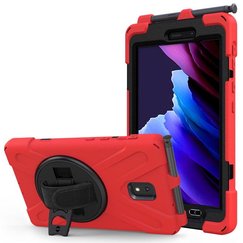 Rantice Samsung Galaxy Tab Active 3 80 Case Heavy Duty Rugged Shockproof Drop Protection Case with 360 Stand Handle Hand Strap Shoulder Strap for Galaxy Tab Active3 8 2020 T570T575T577 Red