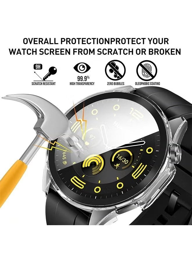 X-level 2 Pcs Huawei Watch GT4 46mm Screen Protector Case with 9H Tempered Glass Screen Protector，360 Degree All-Round Protective Hard PC Waterproof Case Cover，Ultra-Thin Scratch Resistat Cover (Clear+Black)  - Image 3