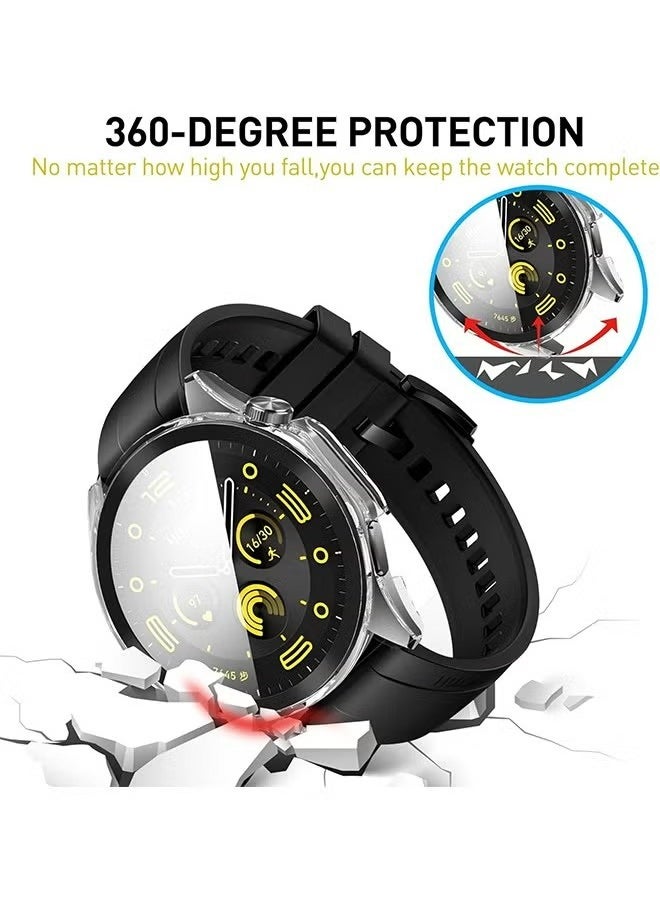 X-level 2 Pcs Huawei Watch GT4 46mm Screen Protector Case with 9H Tempered Glass Screen Protector，360 Degree All-Round Protective Hard PC Waterproof Case Cover，Ultra-Thin Scratch Resistat Cover (Clear+Black)  - Image 2