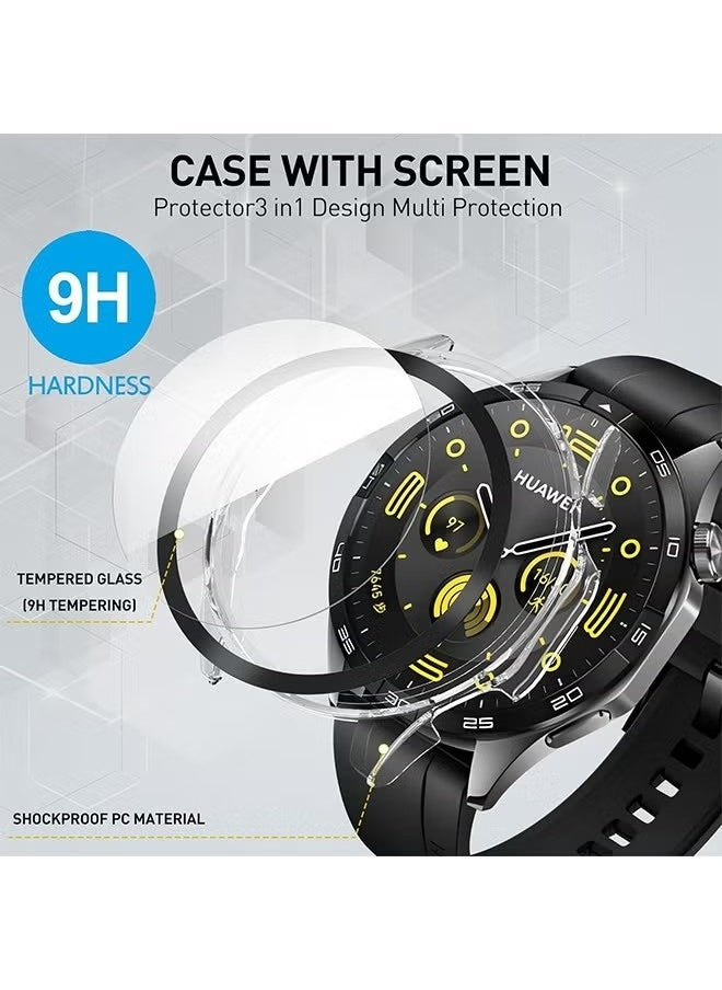 X-level 2 Pcs Huawei Watch GT4 46mm Screen Protector Case with 9H Tempered Glass Screen Protector，360 Degree All-Round Protective Hard PC Waterproof Case Cover，Ultra-Thin Scratch Resistat Cover (Clear+Black)  - Image 5