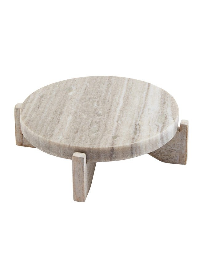 Mud Pie Marble Wood Pedestal, 2" x 8 1/2" dia - Image 1