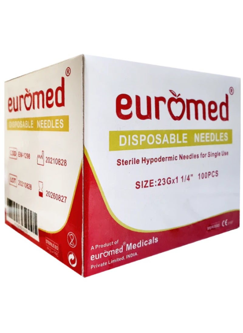 Euromedica - Sterile Disposable Needles 23Gx1 1/4'' 100PCS - Image 1