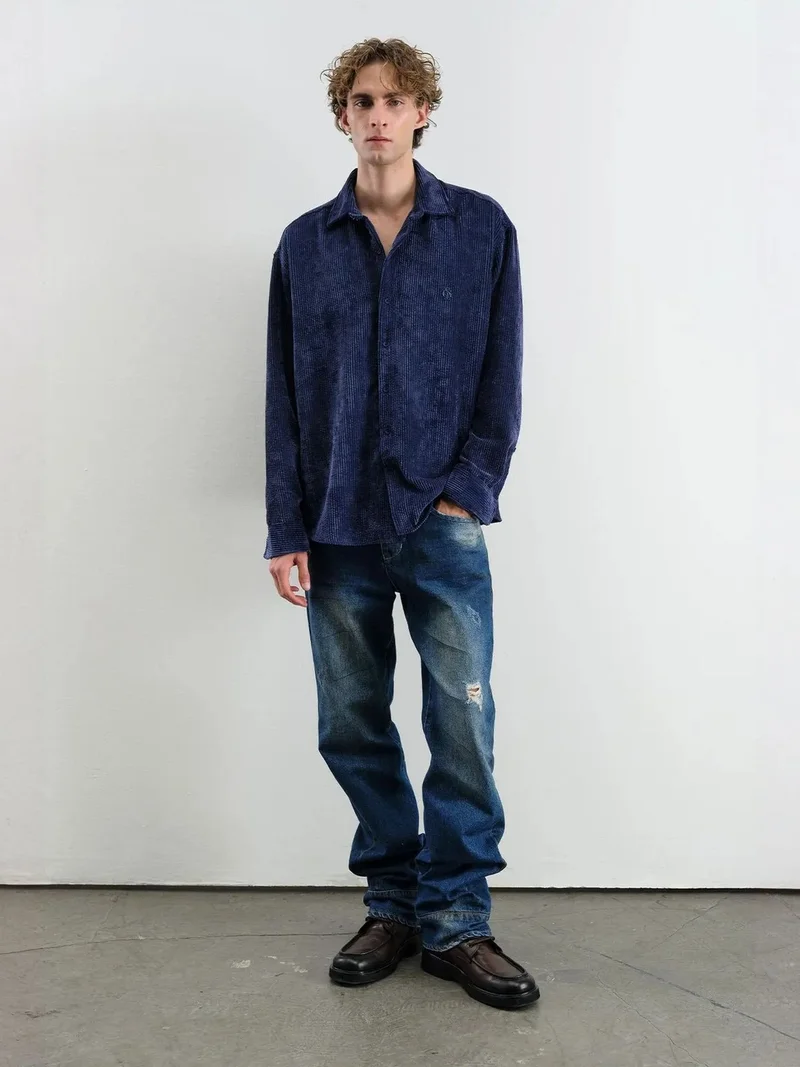 Giesto GIESTO Oversized Velvet Shirt