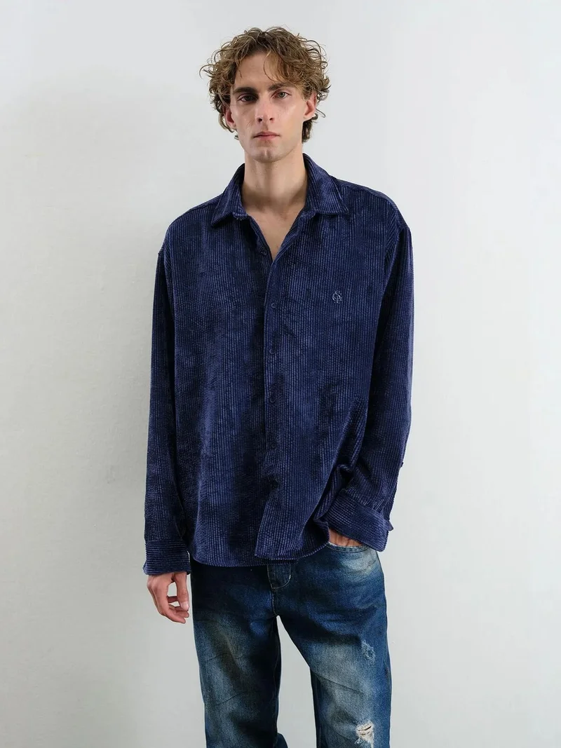 Giesto GIESTO Oversized Velvet Shirt