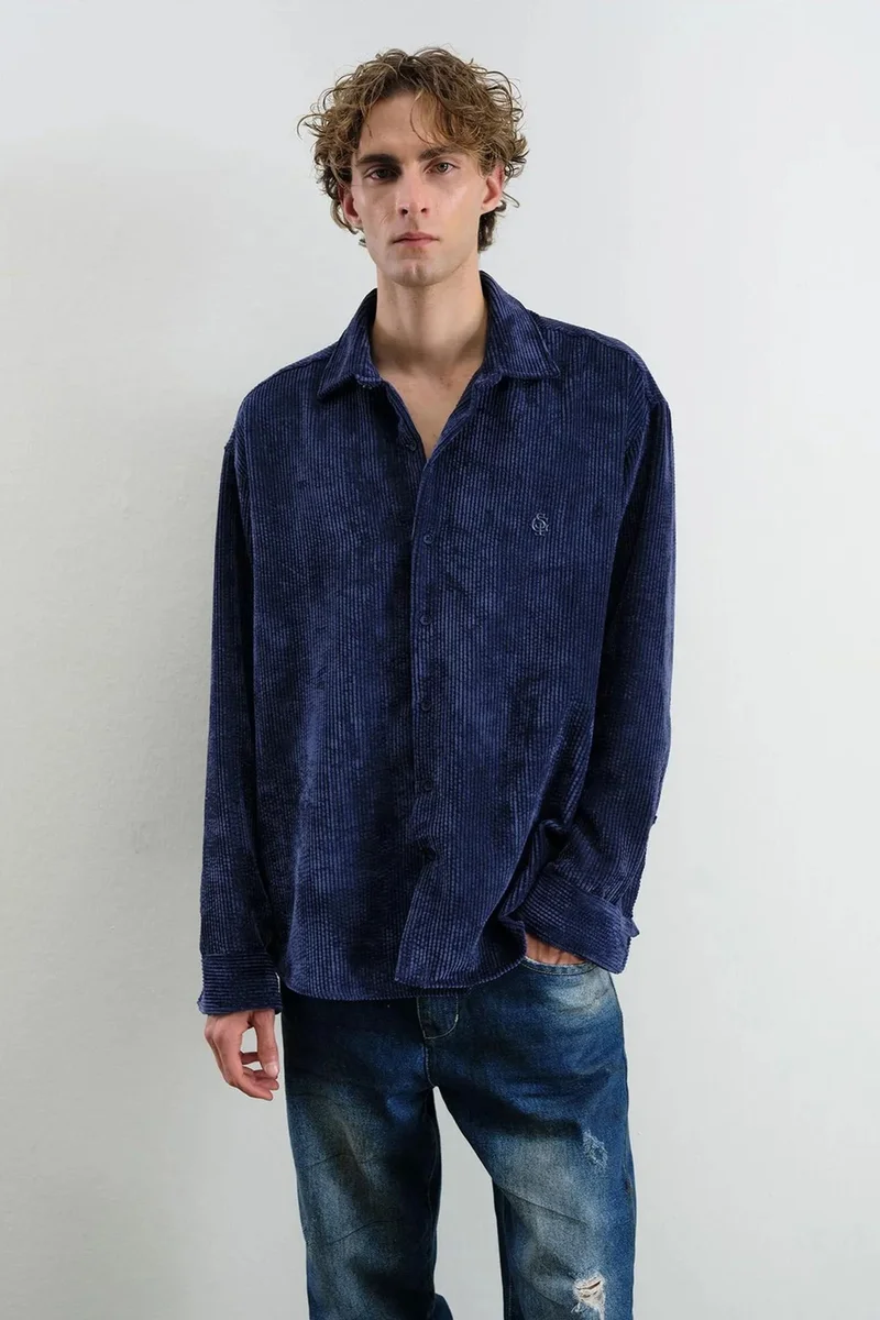 GIESTO Oversized Velvet Shirt