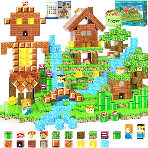 Soyee Magnetic Blocks 100PCS Magnetic Building Blocks Cubes Kids Boys Girls Toys for Ages 35 57 810 STEM Sensory Learning Building Magnet Toys 312 Year Old Girls Boys Birthday - Image 1