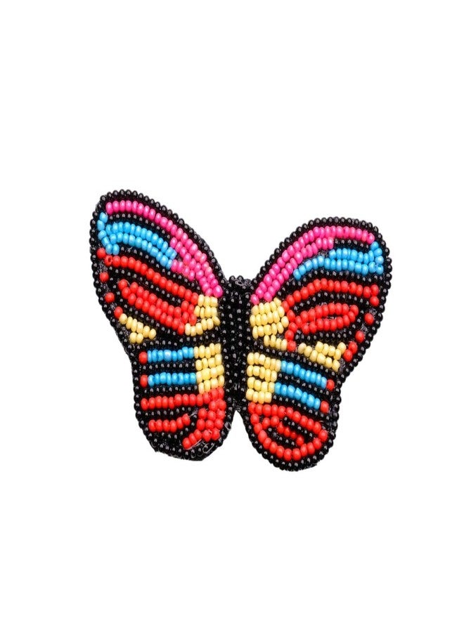Abeo Handmade Beaded Butterfly Brooch, 5-6 cm, Multi-Colour, Traditional Embroidery Design - Image 1