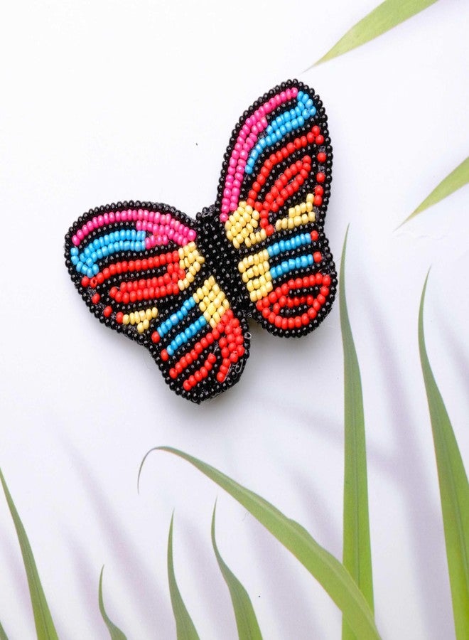 Abeo Handmade Beaded Butterfly Brooch, 5-6 cm, Multi-Colour, Traditional Embroidery Design - Image 5