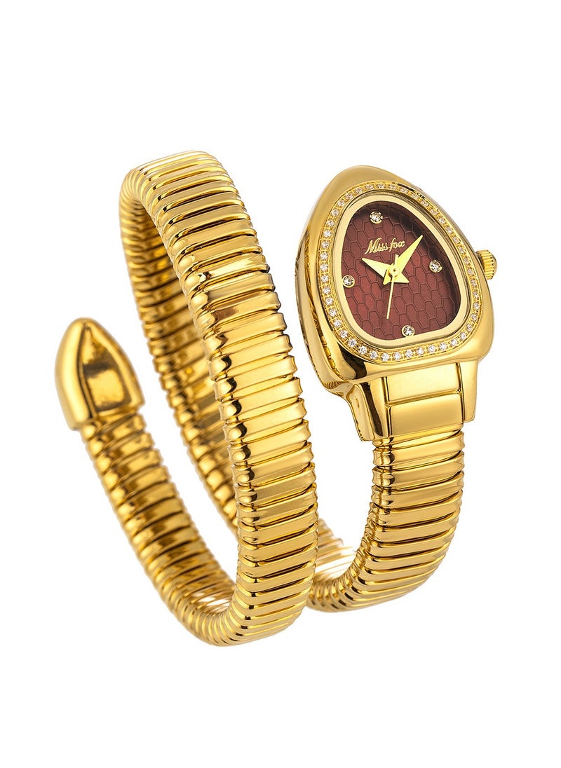 MISS FOX Women's Watch Snake Watch Snake Head Bracelet Stainless Steel with Diamonds Snake Watch  - Image 1