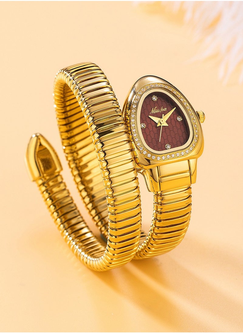 MISS FOX Women's Watch Snake Watch Snake Head Bracelet Stainless Steel with Diamonds Snake Watch  - Image 3