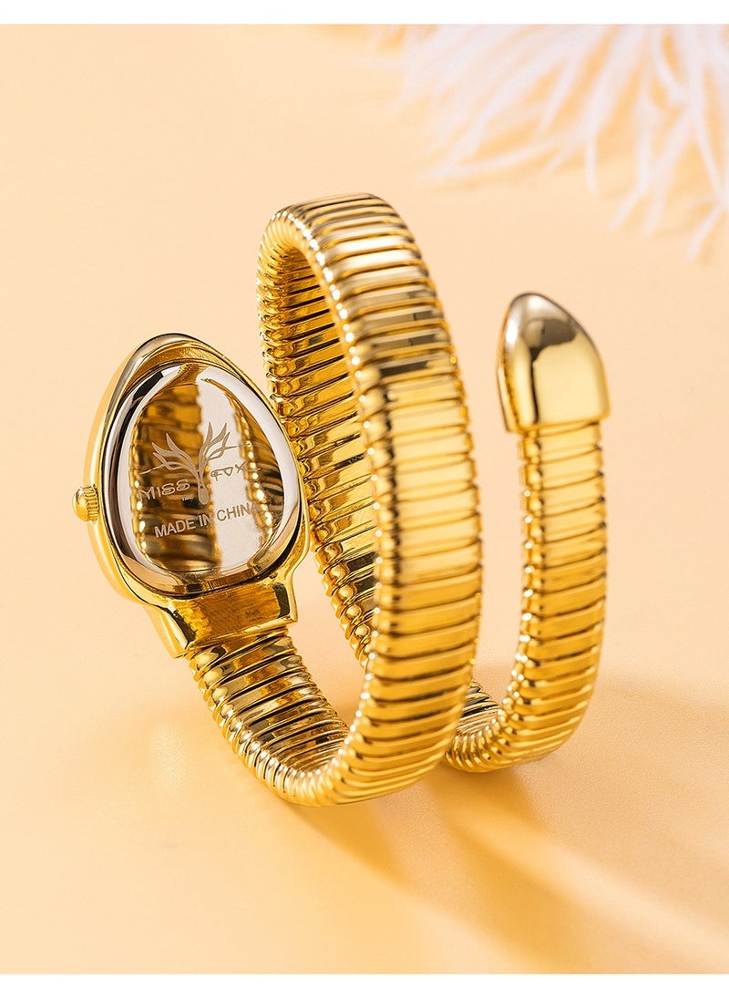 MISS FOX Women's Watch Snake Watch Snake Head Bracelet Stainless Steel with Diamonds Snake Watch  - Image 5