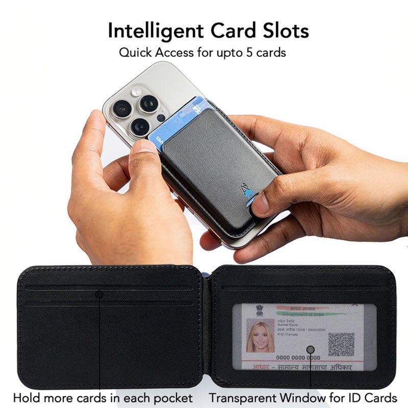 Capes Magnetic Wallet for iPhone, Compatible with MagSafe Wallet, 5 Card Holder, for iPhone 16/15/14/13/12 Models, Wallet with Adjustable Stand, Not for iPhone 12 & 13 Mini, PU Leather, Black - Image 5
