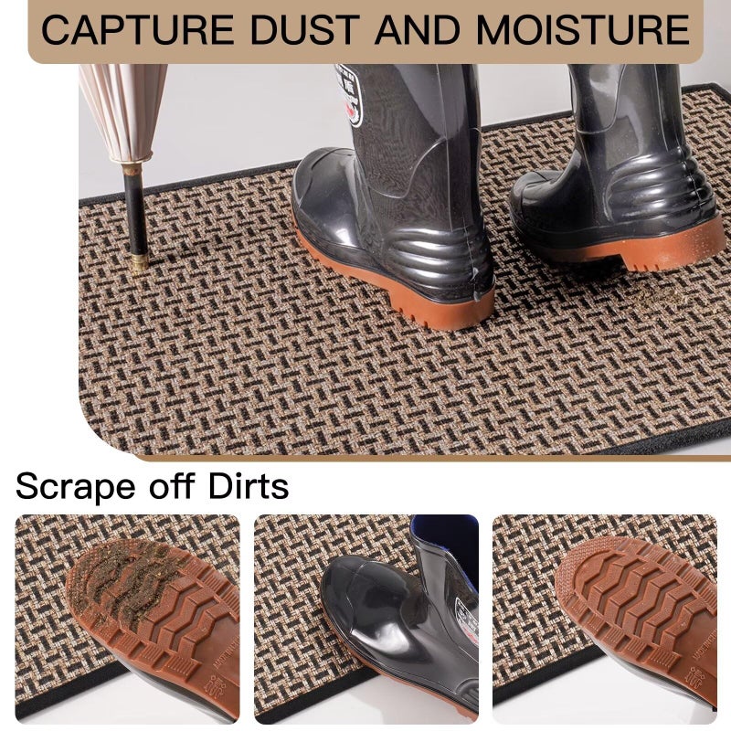 YDKGL Door Mat 17"x30", Dirt Resistant and Absorbent, Non-Slip Rubber Backing Floor Mats, Easy Clean Low-Profile Doormat for Entryway, Front Door, Inside Entrance, Black - Image 3