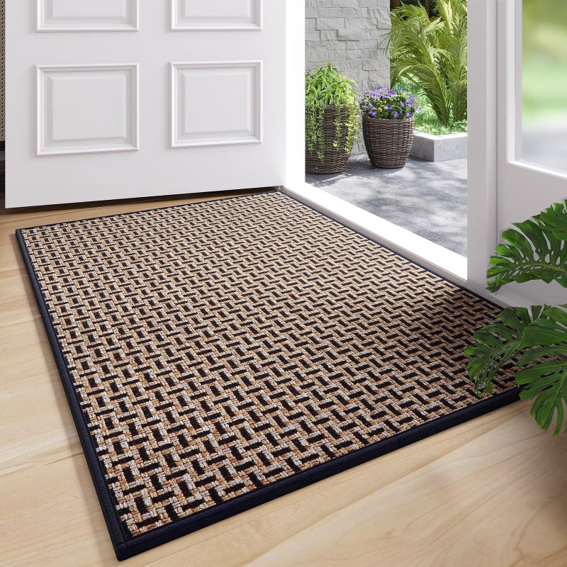 YDKGL Door Mat 17"x30", Dirt Resistant and Absorbent, Non-Slip Rubber Backing Floor Mats, Easy Clean Low-Profile Doormat for Entryway, Front Door, Inside Entrance, Black - Image 1