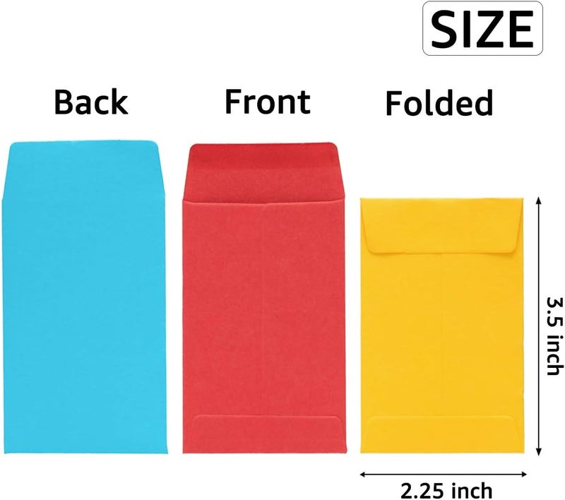 Homtable 100 Pieces Colorful Small Coin Envelopes Self-Adhesive Seed Envelopes Mini Parts Small Items Storage Packets Envelopes for Garden, Office or Wedding Gift (2.25×3.5 inch) - Image 2