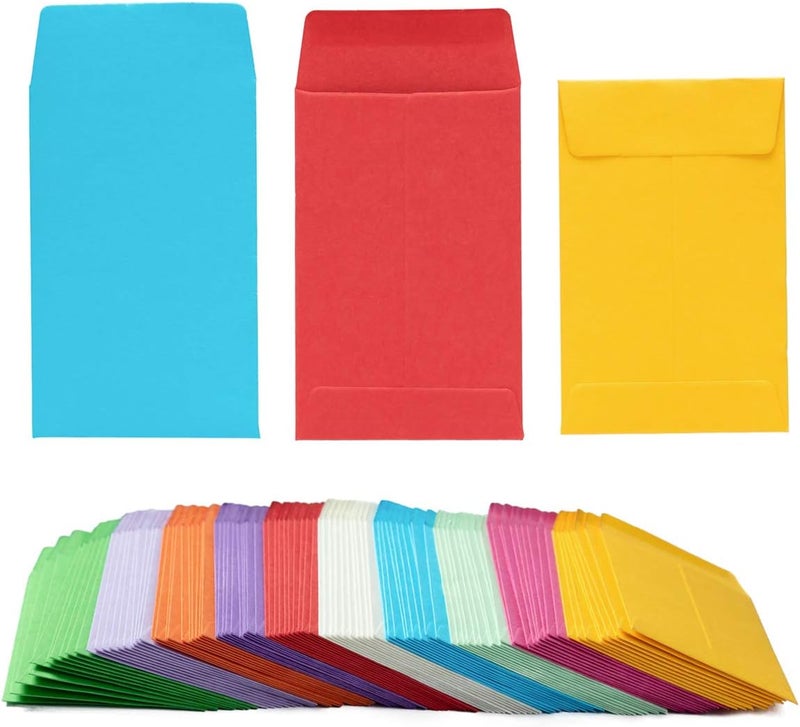 Homtable 100 Pieces Colorful Small Coin Envelopes Self-Adhesive Seed Envelopes Mini Parts Small Items Storage Packets Envelopes for Garden, Office or Wedding Gift (2.25×3.5 inch) - Image 1