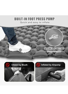 Captaintech Double Sleeping Pad for Camping, 78''X49''X3.9'' Large Self Inflating Camping Sleeping Pad with Pillow Built-in Pump Portable 2 Person Camping Pad for Hiking, Backpacking, Tent Air Mattress(Grey)  - Image 2