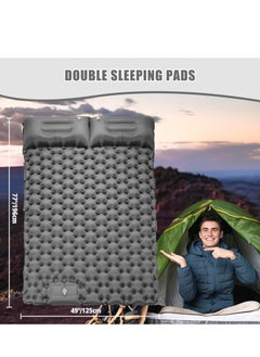 Captaintech Double Sleeping Pad for Camping, 78''X49''X3.9'' Large Self Inflating Camping Sleeping Pad with Pillow Built-in Pump Portable 2 Person Camping Pad for Hiking, Backpacking, Tent Air Mattress(Grey)  - Image 3