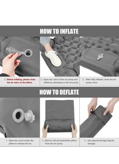 Captaintech Double Sleeping Pad for Camping, 78''X49''X3.9'' Large Self Inflating Camping Sleeping Pad with Pillow Built-in Pump Portable 2 Person Camping Pad for Hiking, Backpacking, Tent Air Mattress(Grey)  - Image 5